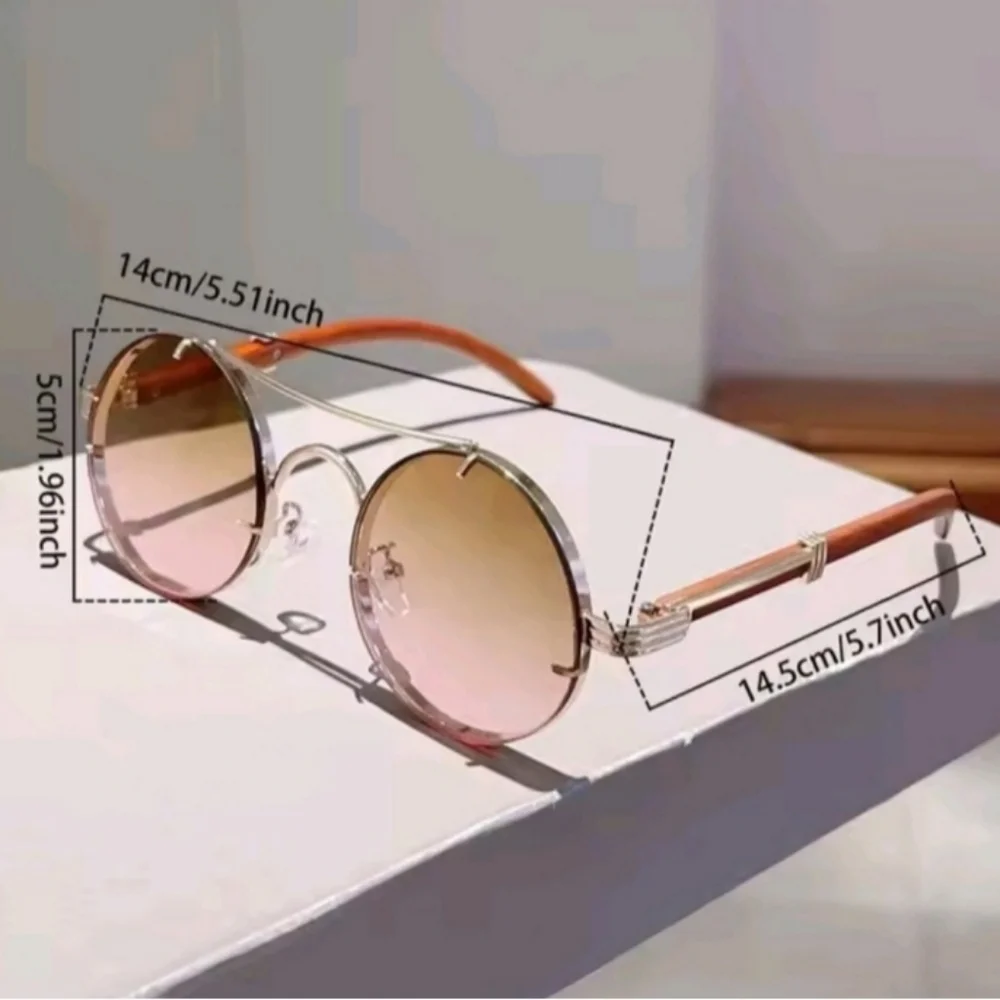 Round Brown Unisex Sunglasses